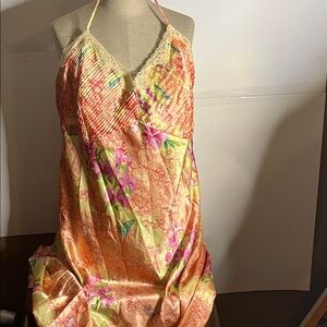 Satin slip dress negligee plus size maxi floral